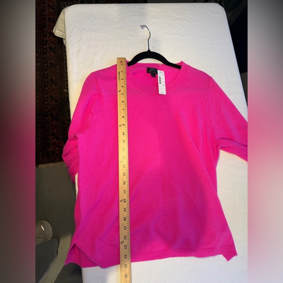 J.Crew Fuchsia 100% Cashmere Sweater XL Vibrant Pink Crewneck - Picture 9 of 11